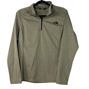 North Face Womens Green Quarter Zip Pullover Sweatshirt Casual Sporty Comfort L